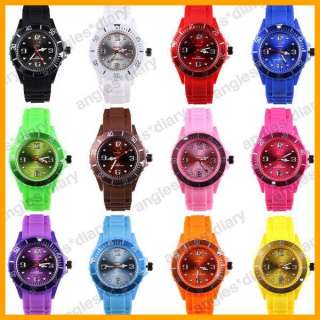 12 Farben Silikon Armbanduhr Unisex Herrenuhr Damenuhr Quarz modisch 