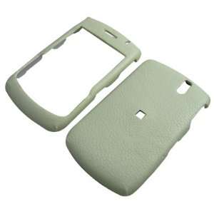 WHITE LEATHER design for Blackberry Curve 8300 8310 8320 snap on cover 