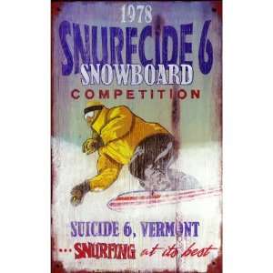 Custom Snurfcide 6 Snowboard Competition Vintage Style Wooden Sign 