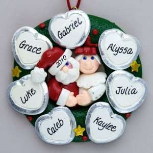  Personalized Wreath (7) Hearts Claydough Christmas Ornament 