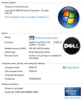 Dell Latitude laptop E5510 Intel Core i3 380M 2.53ghz Win 7 4GB/500GB 
