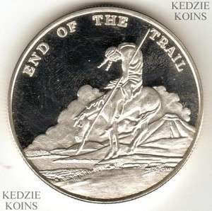 END OF THE TRAIL   CRYING INDIAN SILVER ROUND   1 OZ FINE SILVER D47 