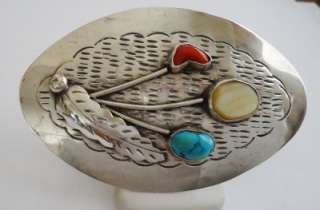 HUGE DAVID F. GARCIA Sterling Silver, Turquoise, MOP & Red Coral 