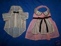 DOG CLOTHES BROWN/PINK STRIPE MATCHING MALE/FEMALE SET  
