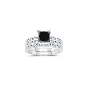   Black & White Diamond Matching Ring Set in 14K White Gold 7.5 Jewelry