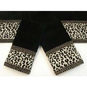 Cheetah Black 3 Piece Decorative Towel Set 