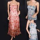 Cute Floral Tiered Lined Smocked Maxi Long Sun Dress M  
