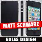 Iphone 4S Folie MATT SCHWARZ   6 teiliges Skin Set Aufkleber 