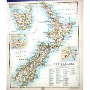   MAP c1901 NEW ZEALAND WELLINGTON DUNEDIN TASMANIA AUCKLAND Home
