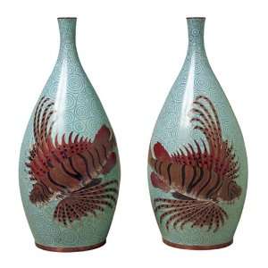  Turquoise Fish Vase Set of 2