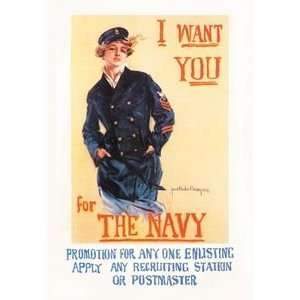  I Want You for the Navy   12x18 Framed Print in Black 