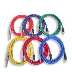 GLS Audio 6ft Patch Cable Cords   RCA To 1/4 TS Color Cables   6 Pro 