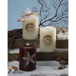Pack of 6 Starfish and Seashell Ocean Mist Scented Pillar Candles 