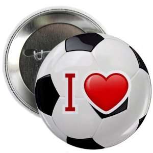  2.25 Button I Love Soccer or Football 