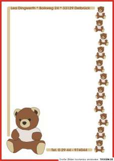 Briefpapier mit Namen für Kinder Teddy Bär Geschenk NEU  