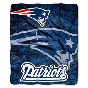   Patriots NFL Royal Plush Raschel Blanket (Roll Out Series) Sports