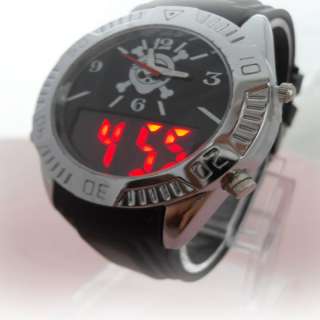 Unique RED LED Digital Date Lady/Mens Skull Sport Watch New  