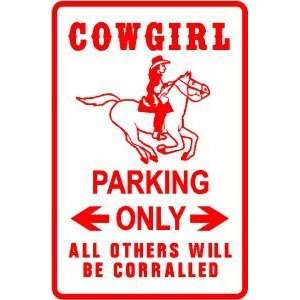 COWGIRL PARKING sign * ranch horse 