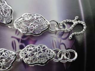 925 Sterling Silver Plated Flower Charm Bracelet JB86  