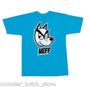 NWT 2012 Neff MICRO DOGG 2 Tee Shirt CYAN BLUE Med XXL  
