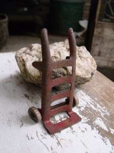Small Primitive Antique Toy Hand Trolley Original Red Fish Wood Wheels 
