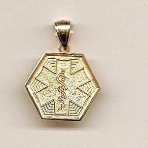 MEDICAL ALERT SYMBOL charm with bale 14K YELLOW GOLD  