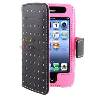   Dots Leather Flip Cover Skin Case for iPhone 4 G 4G 4GS 4S USA  