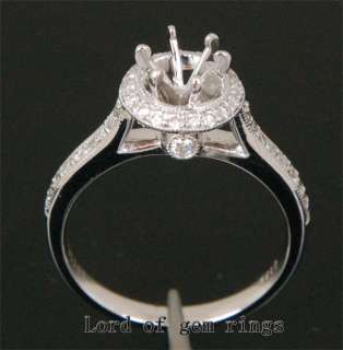   Pave .35CT Diamond 14K White Gold Engagement Semi Mount Ring ##  