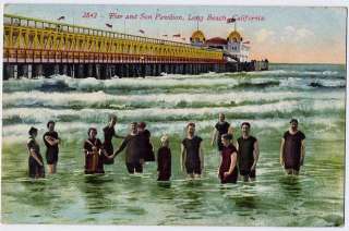 1912 LONG BEACH CA n LA Bathing Suits Pier Sun Pavilion  