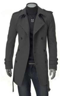 Mens UK Style High Quality Grey Woolen Trench Coat  