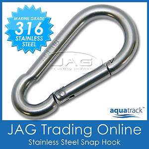 6mm 316 STAINLESS STEEL SNAP SPRING HOOK   Marine/Boat/Sailing/Shade 