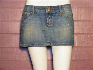 Hint Jeans Blue Denim Distress Jean Mini Skirt, Sz 9  