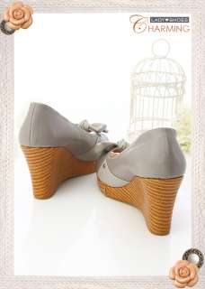 Womens Peep Toe Bow Wedges Platform Shoes 2 Colors  