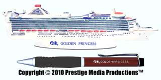 Cast Resin Golden Princess Cruise Ship Model with Pen  