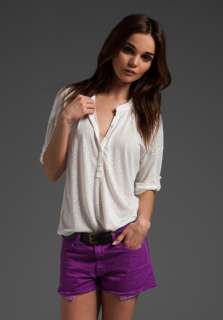 SPLENDID Ditsy Dot Burnout Rolled Cuff Henley in Soft White at Revolve 