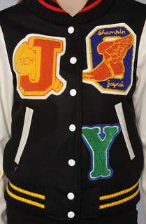 Joyrich The Tagged Letterman Jacket in Black and Cream  Karmaloop 