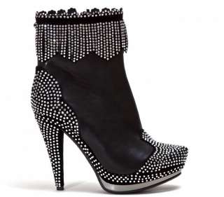 Lady Couture Black Crystal Bellagio Style Ladies High Heel Bootie 