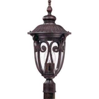 Glomar Corniche 3  Light Large Post Lantern With Seeded Glass Finished 