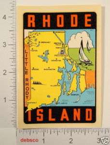 Vintage RHODE ISLAND LITTLE RHODY Souvenir TRAVEL DECAL  