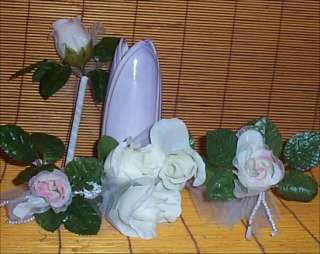 Wedding Flower Pens & Lavendar Vase Floral Pen & Holder  