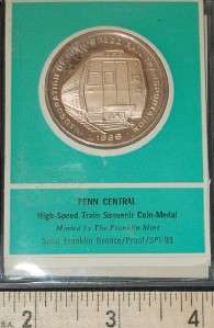1969 Proof Penn Central High Speed Train Commemorative Bronze Coin 