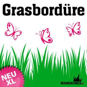 Wandtattoo Gras Bordüre   Wiese Schmetterlinge NEU W28  