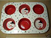 Snowman Muffin Pan  Cupcake Tin  Decorated Porcelain  