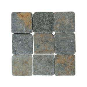 Daltile 12 in. x 12 in. Tumbled Stone Indian Multicolor Slate Floor 