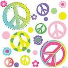   Peace Signs w/ Polka Dots Flowers Girls Room Dorm Wall Sticker Decals
