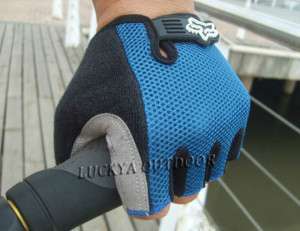 New Bicycle Half Finger Gloves Padded Mesh bike Blue  