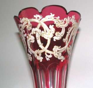 Cranberry Bohemian Glass Trumpet Vase Attrib Biedermeier Biedermier 