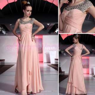 197 Size Light Pink A line Jewel Neckline Cap Sleeve Evening Gown 