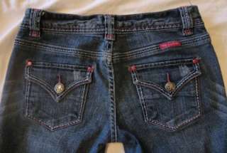 ROCK AND ROLL COWGIRL JEANS SEXY LOW RISE STITCHED POCKETS DARK WASH 
