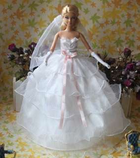New Fashion HandmadeTop Grade Barbie Doll Princess/Gown Dress Clothes 